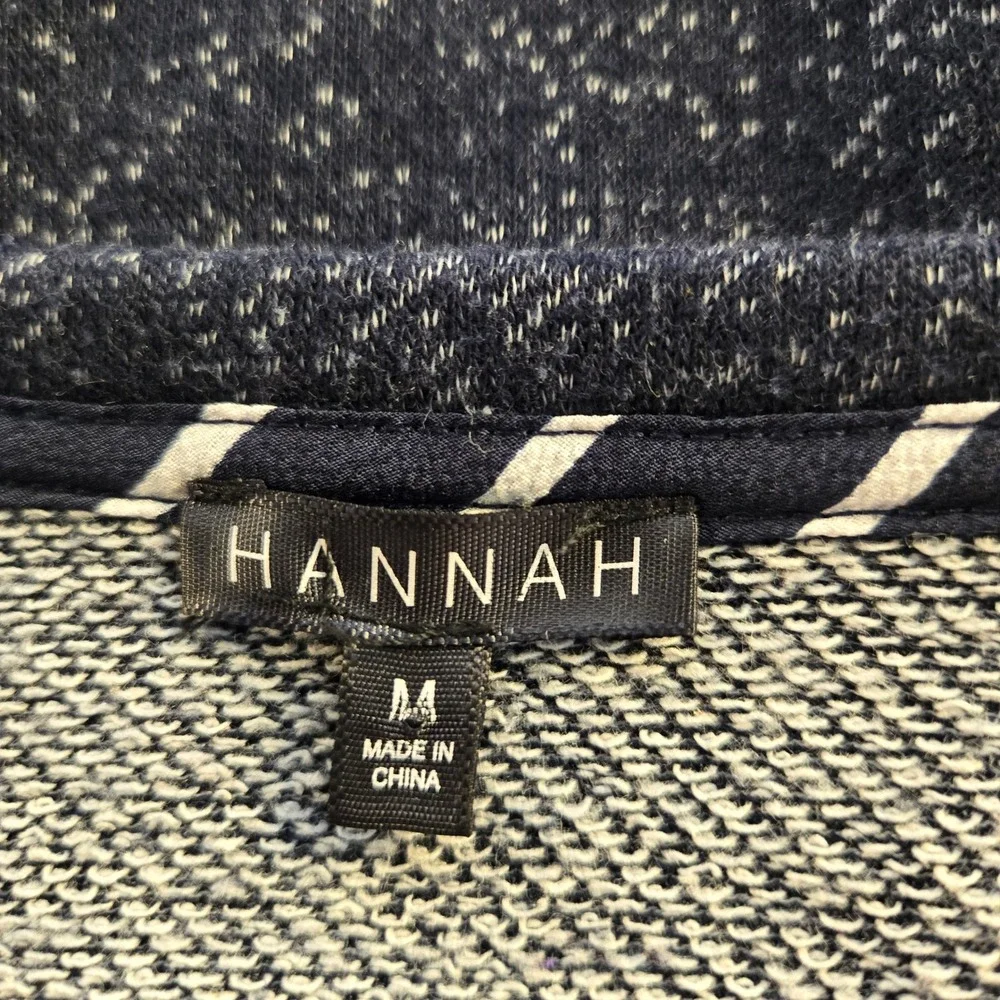 Hannah Womens Navy & White Striped Bell Sleeve Boat Neck Blouse Top Size Medium‎